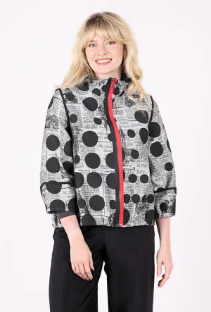 Split Zip Dot Jacket, Gray/Black Fashion Forward