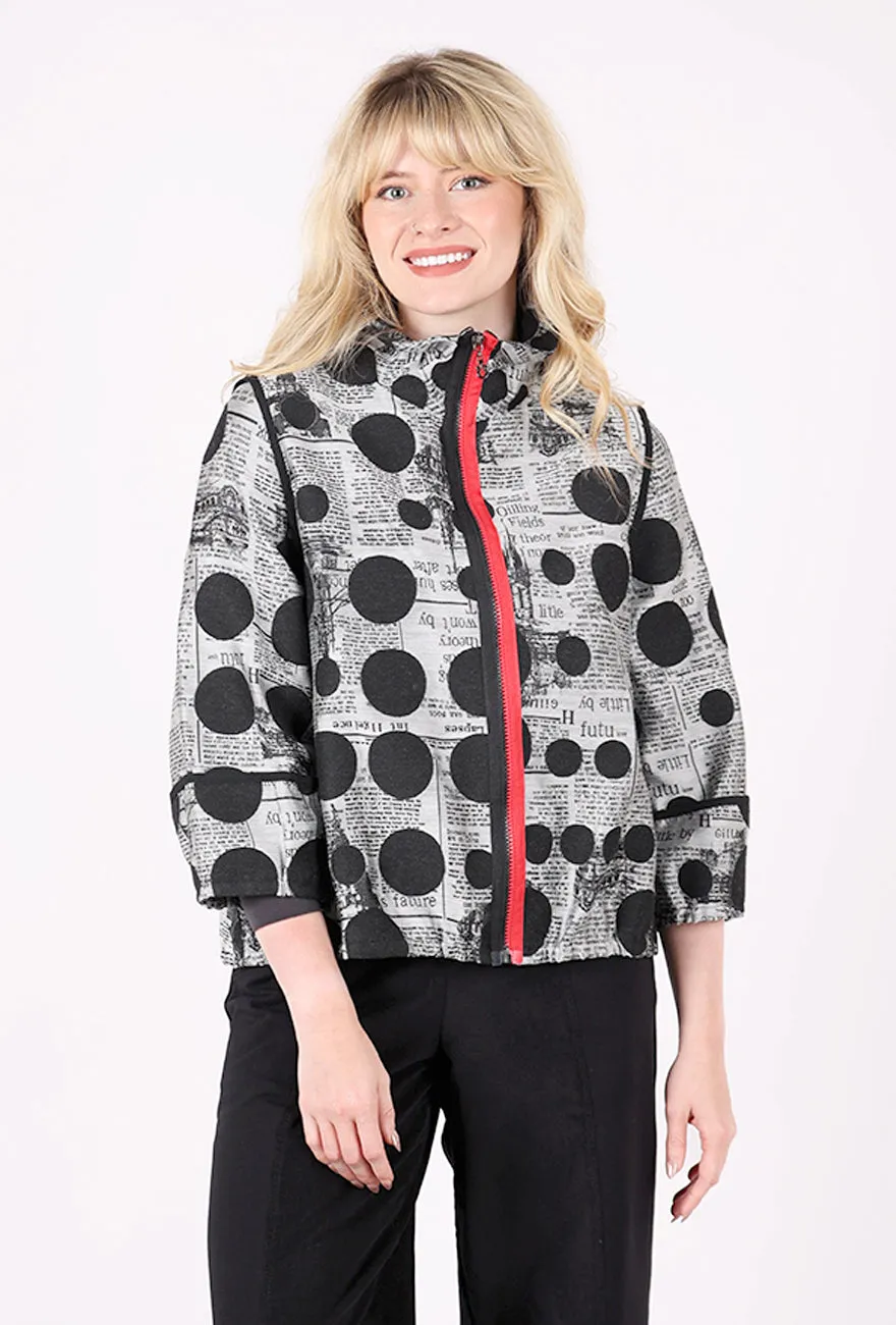 Split Zip Dot Jacket, Gray/Black Bicycle