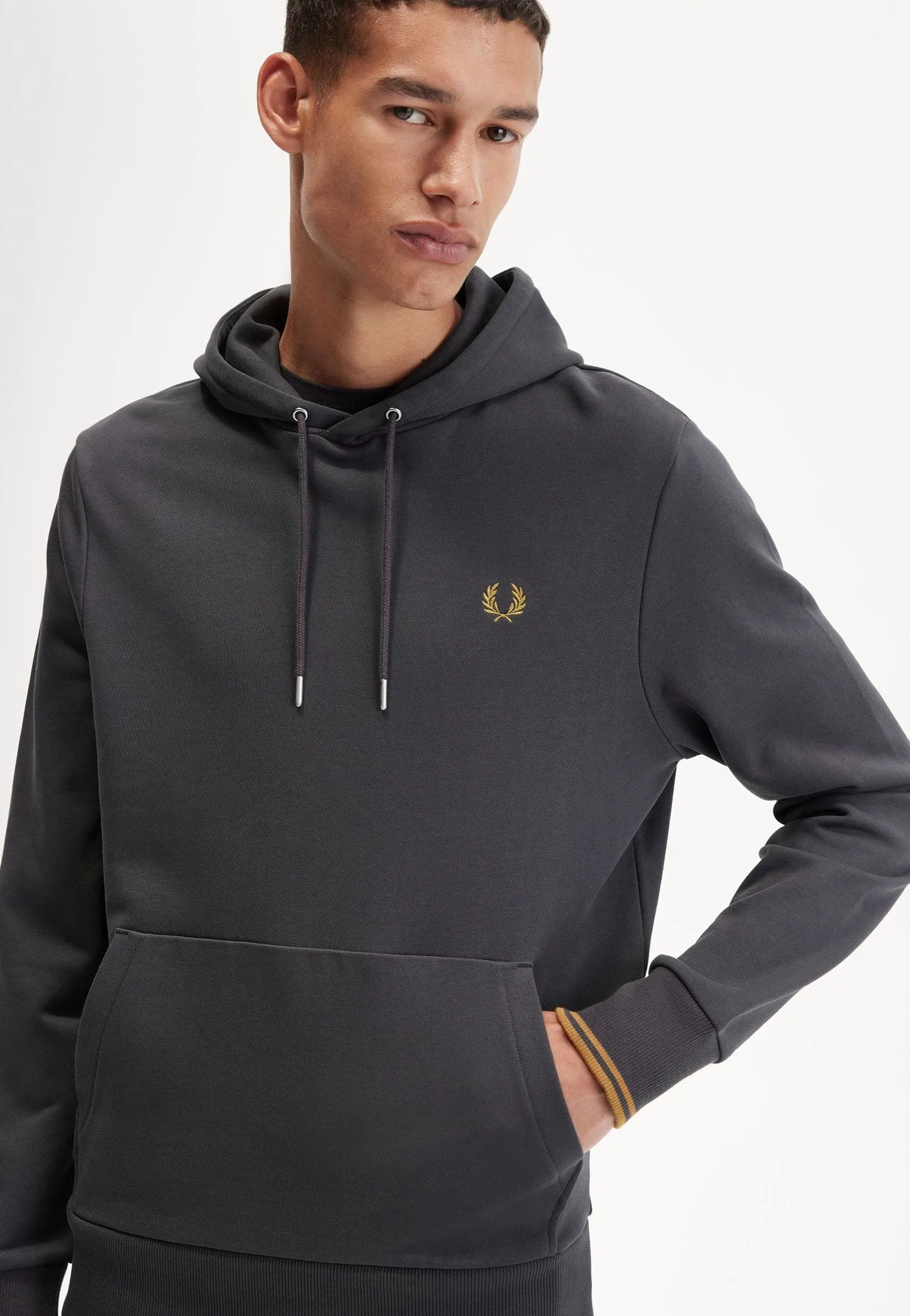 Sport Spirit Fred Perry - Tipped Hooded Anchor Grey/Dark Caramel - Hoodie