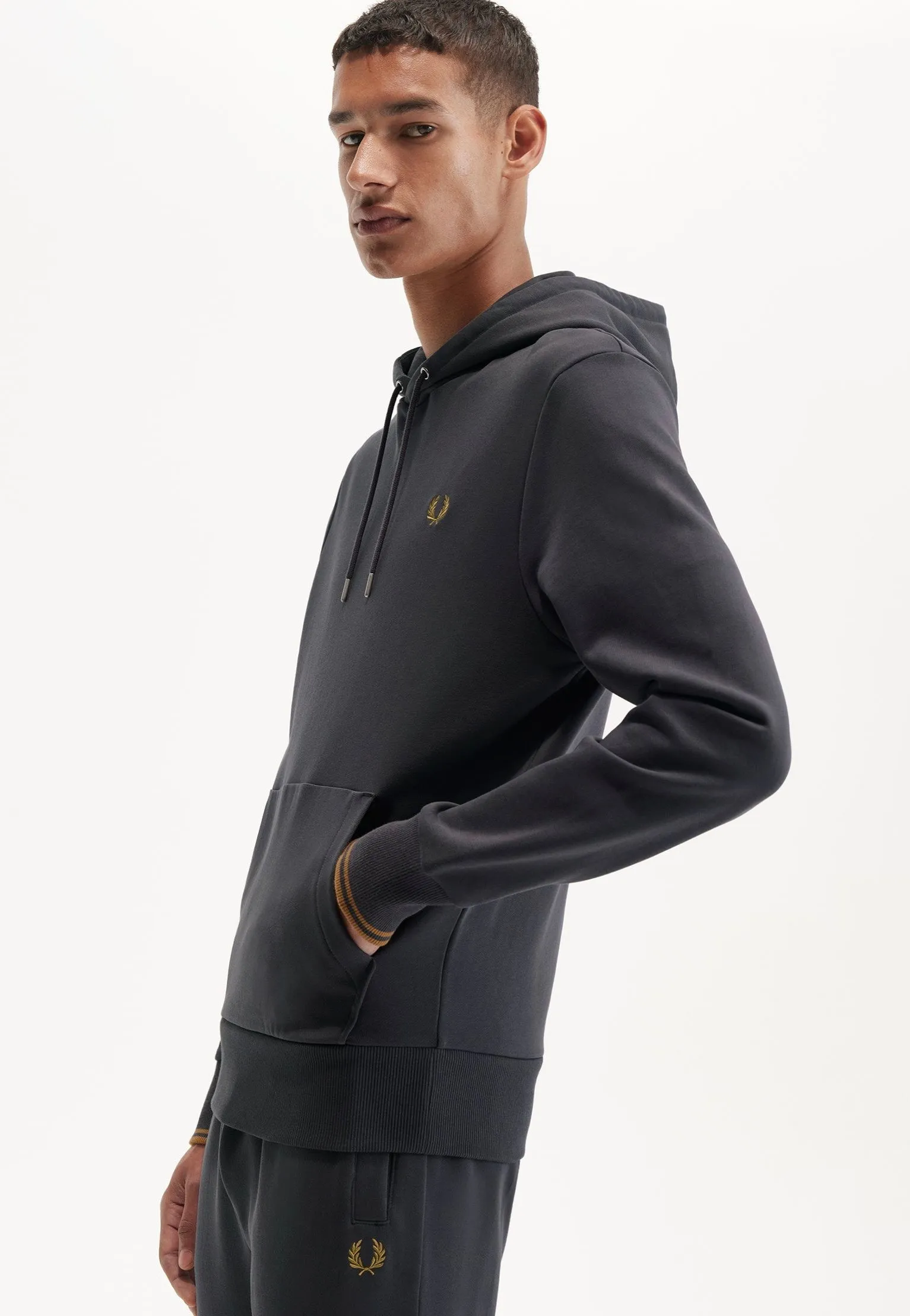 Sport Spirit Fred Perry - Tipped Hooded Anchor Grey/Dark Caramel - Hoodie