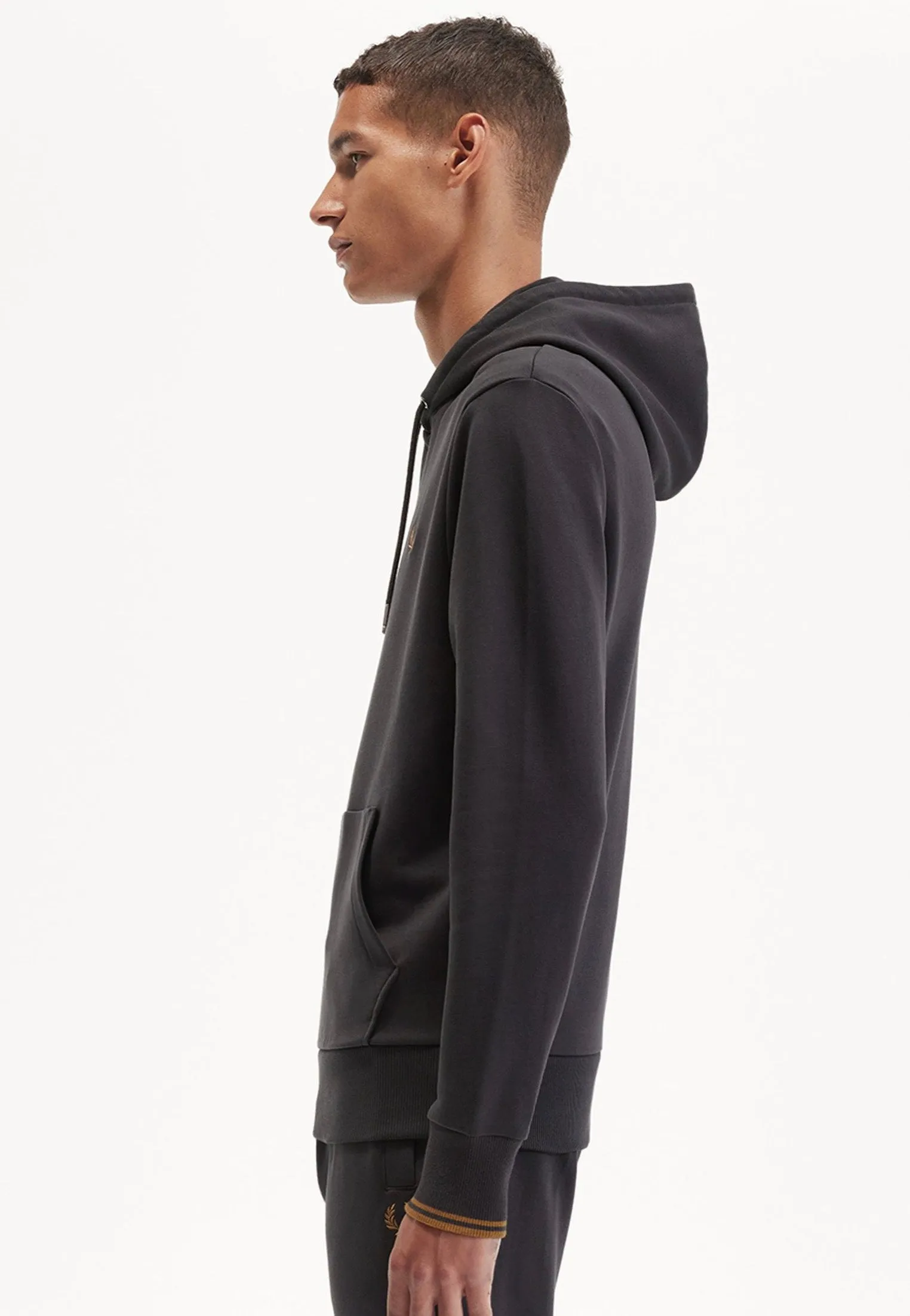 Sport Spirit Fred Perry - Tipped Hooded Anchor Grey/Dark Caramel - Hoodie