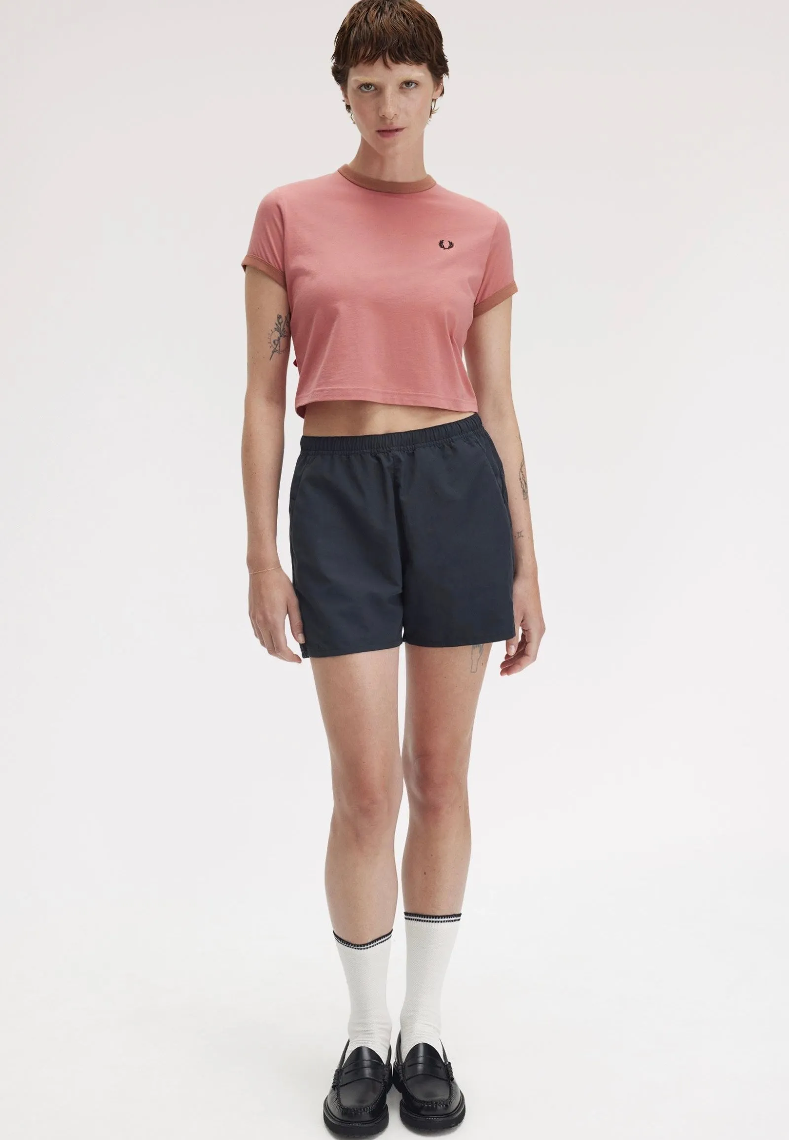 Sports Gear Fred Perry - Cropped Ringer Putty Pink - T-Shirt