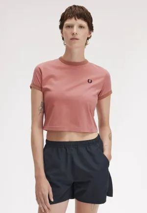 Classic Chic brandable Fred Perry - Cropped Ringer Putty Pink - T-Shirt