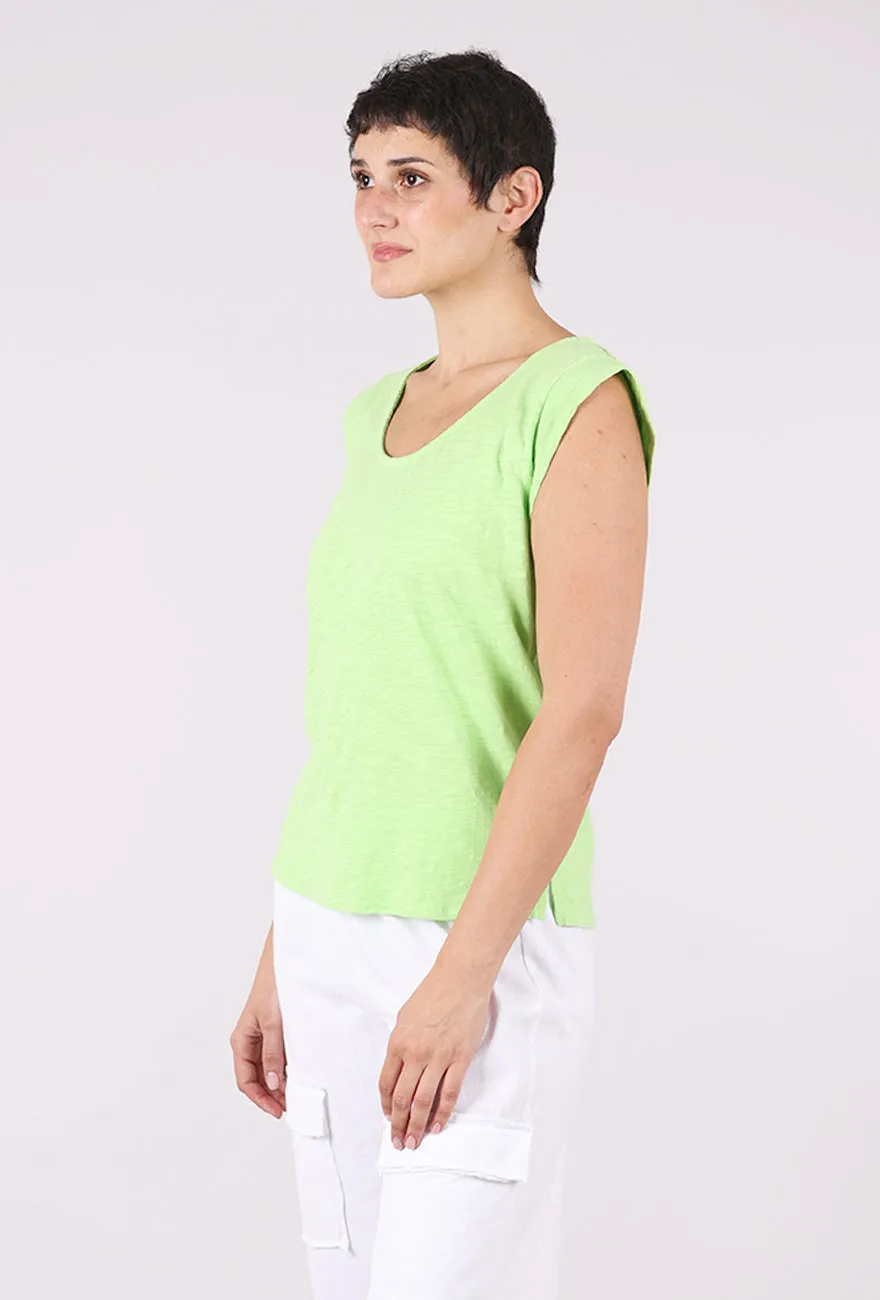 Sporty Chic Cap-Sleeve Scoop-Neck Tee, Pixie Lime