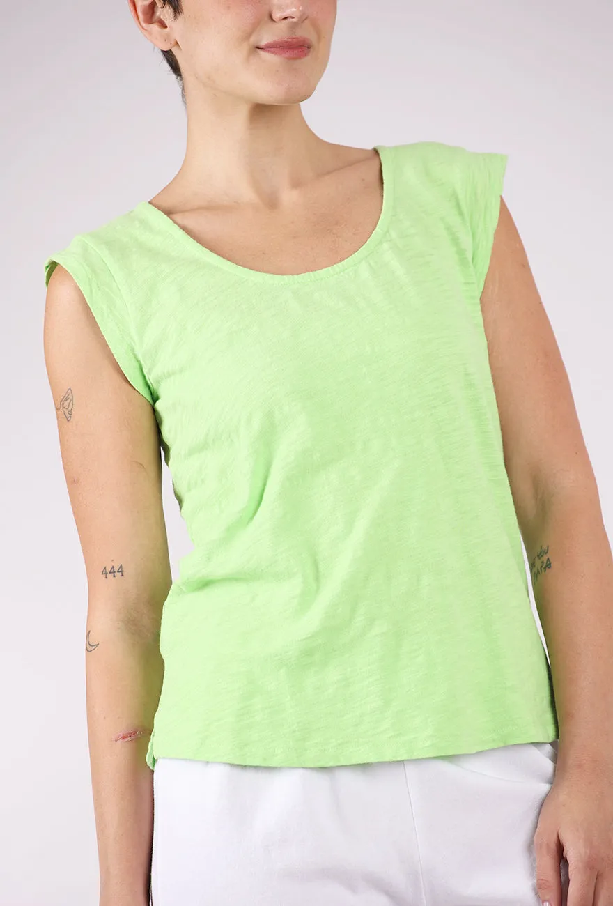 Sporty Chic Cap-Sleeve Scoop-Neck Tee, Pixie Lime