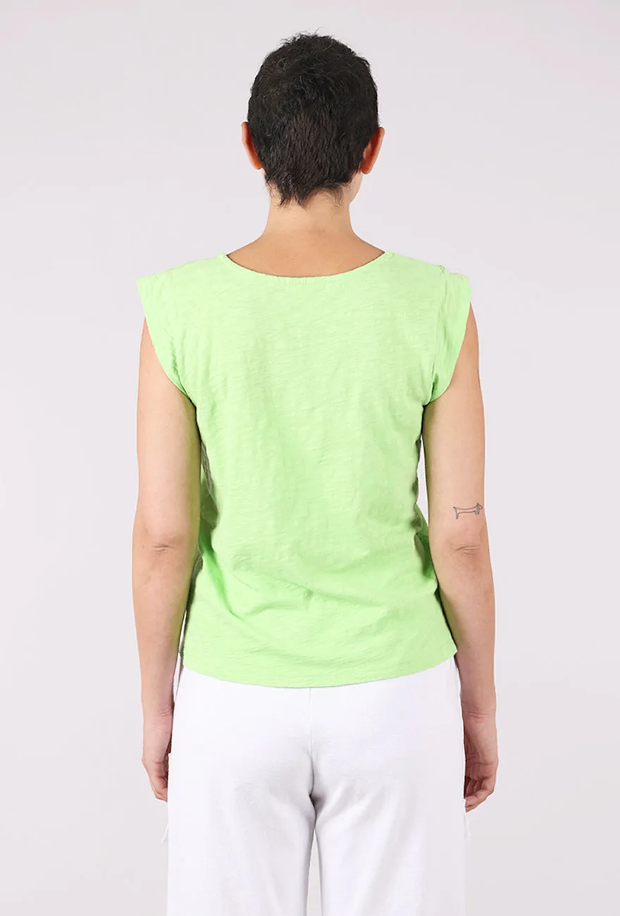 Sporty Chic Cap-Sleeve Scoop-Neck Tee, Pixie Lime