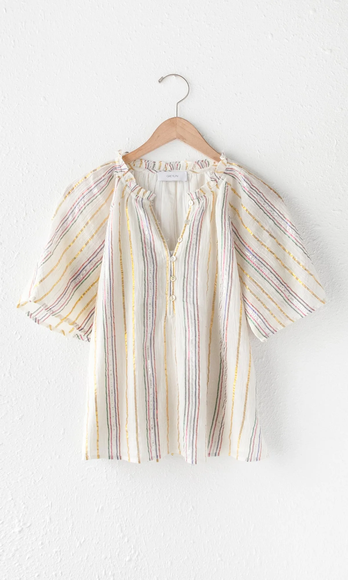 Spring Blooms Nissa Metallic Threaded Blouse