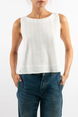 Breathable spring fabric Versatile outfit for outings Savannah White Stripe Top