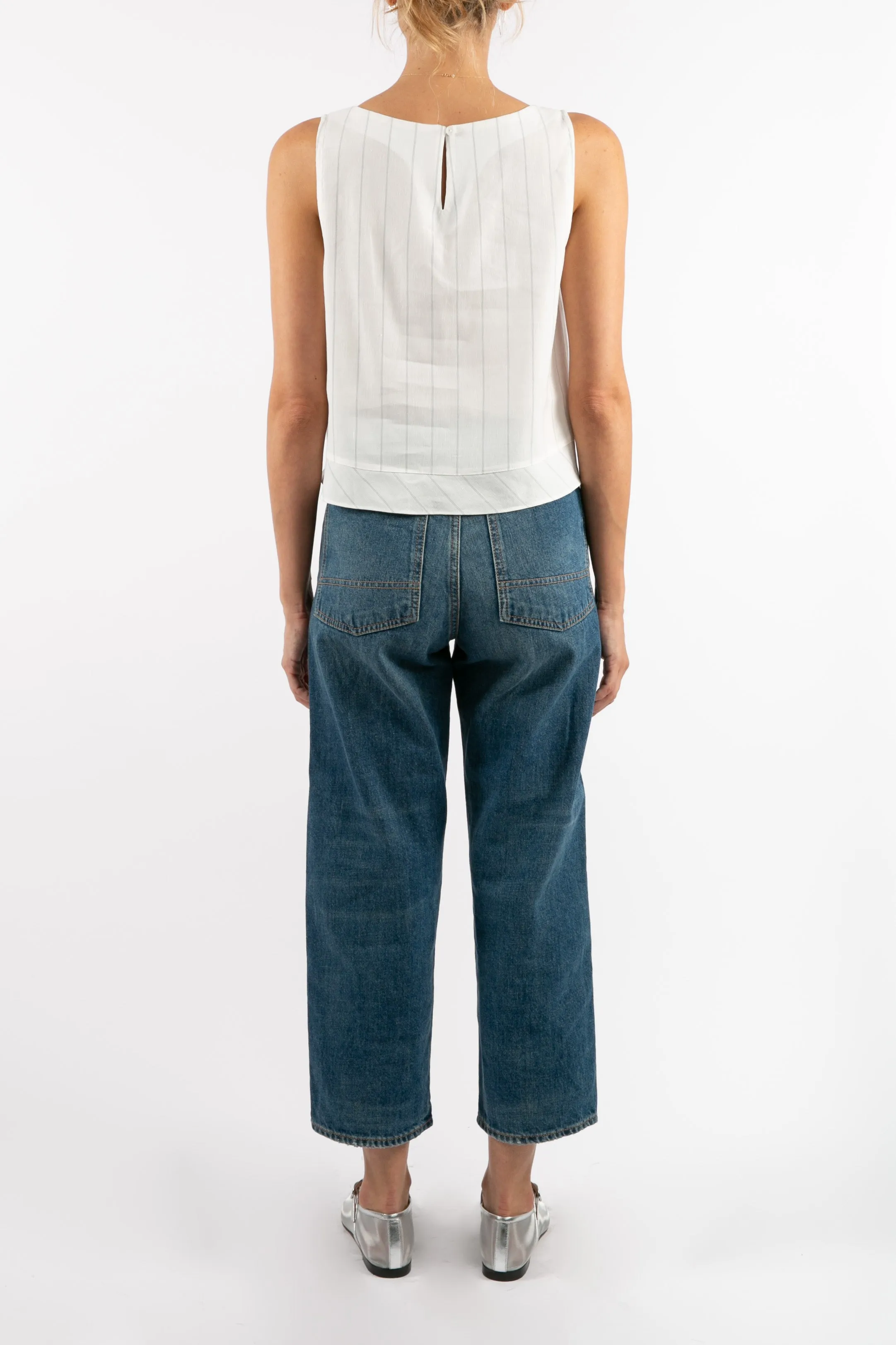 Spring Layers Savannah White Stripe Top