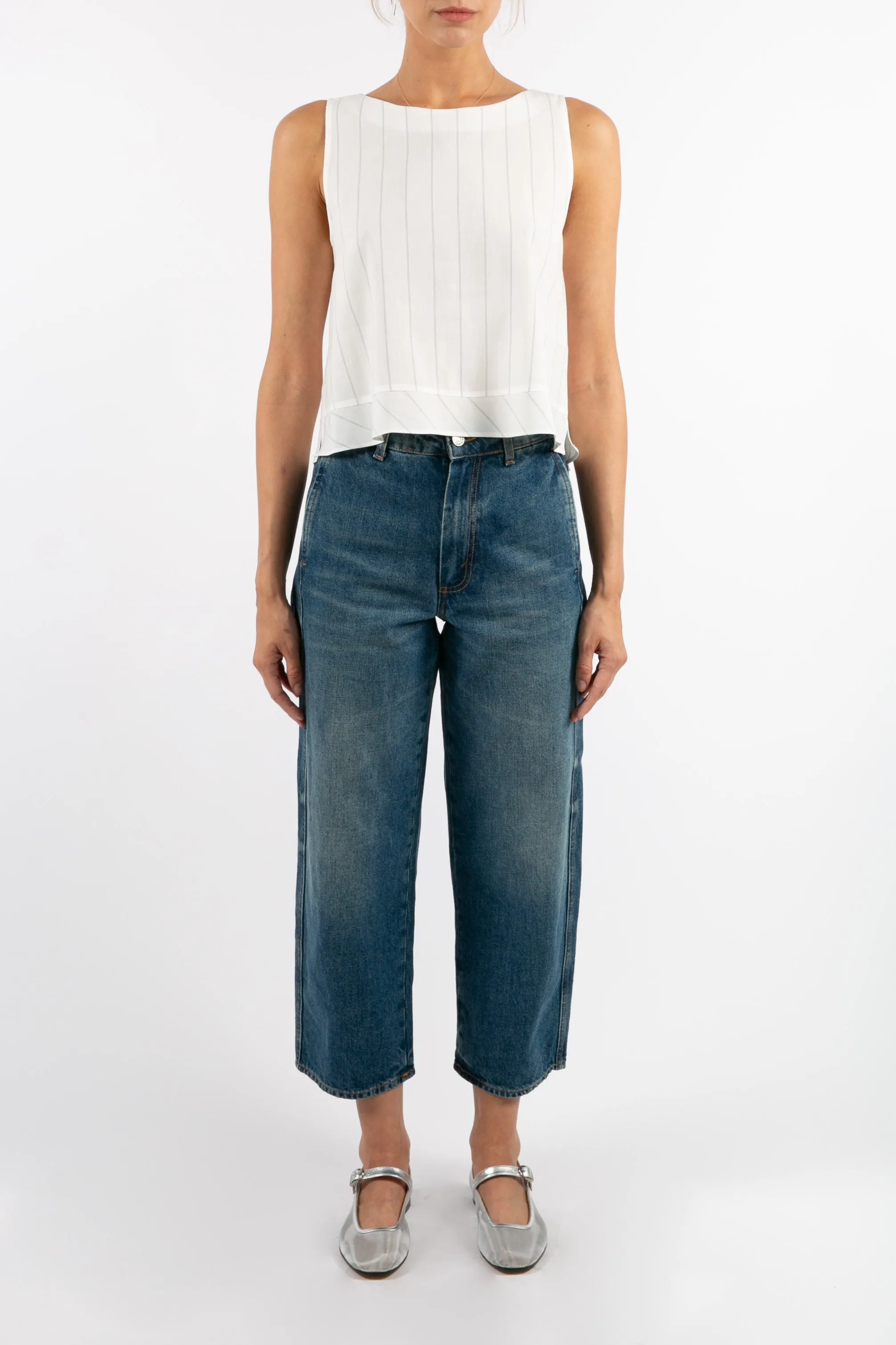 Spring Layers Savannah White Stripe Top