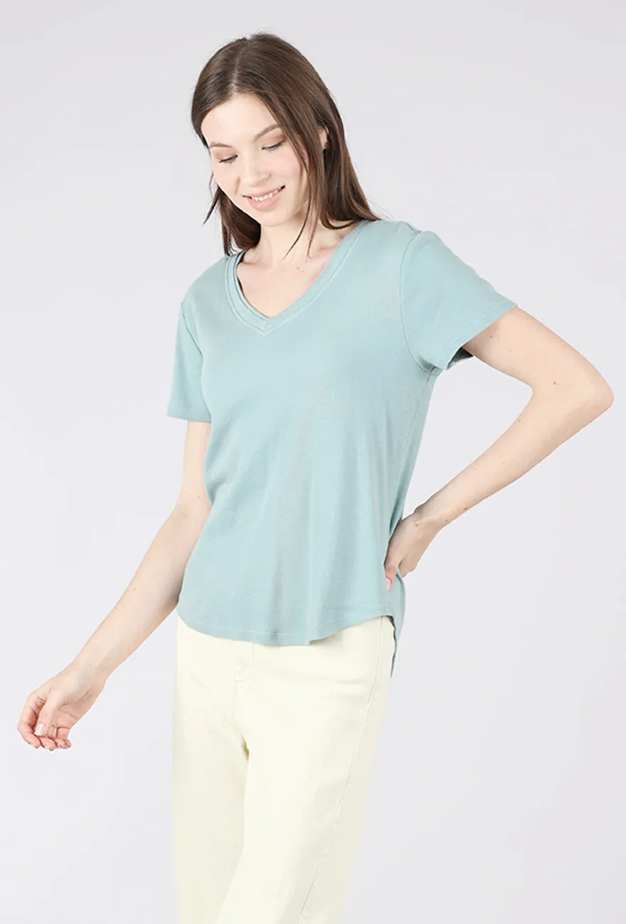 S/S Open Vee Easy Tee, Gris Mist Premium Quality