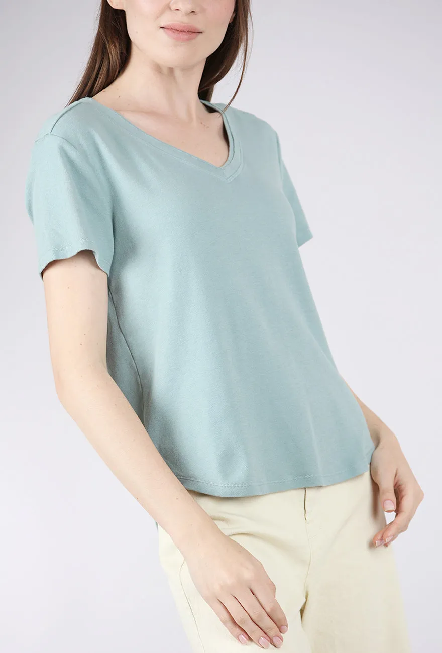 S/S Open Vee Easy Tee, Gris Mist Premium Quality