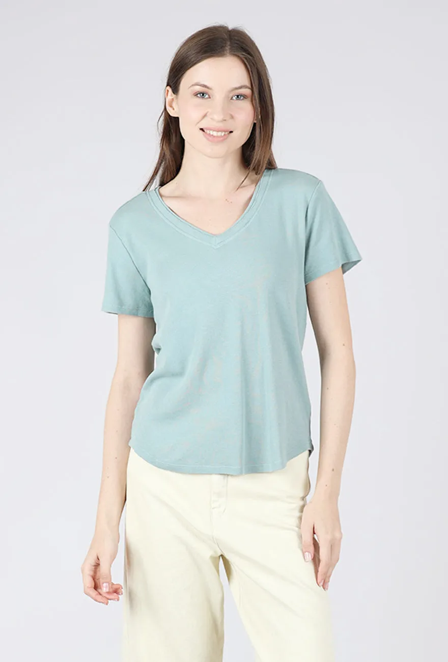 Light and Breezy S/S Open Vee Easy Tee, Gris Mist