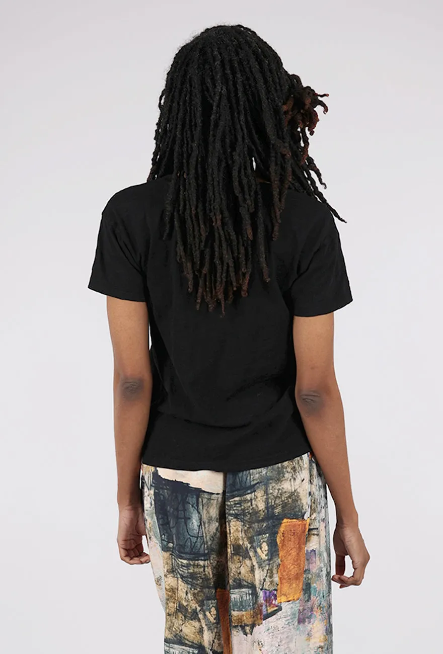 S/S V-Neck Boxy Tee, Black New Arrivals