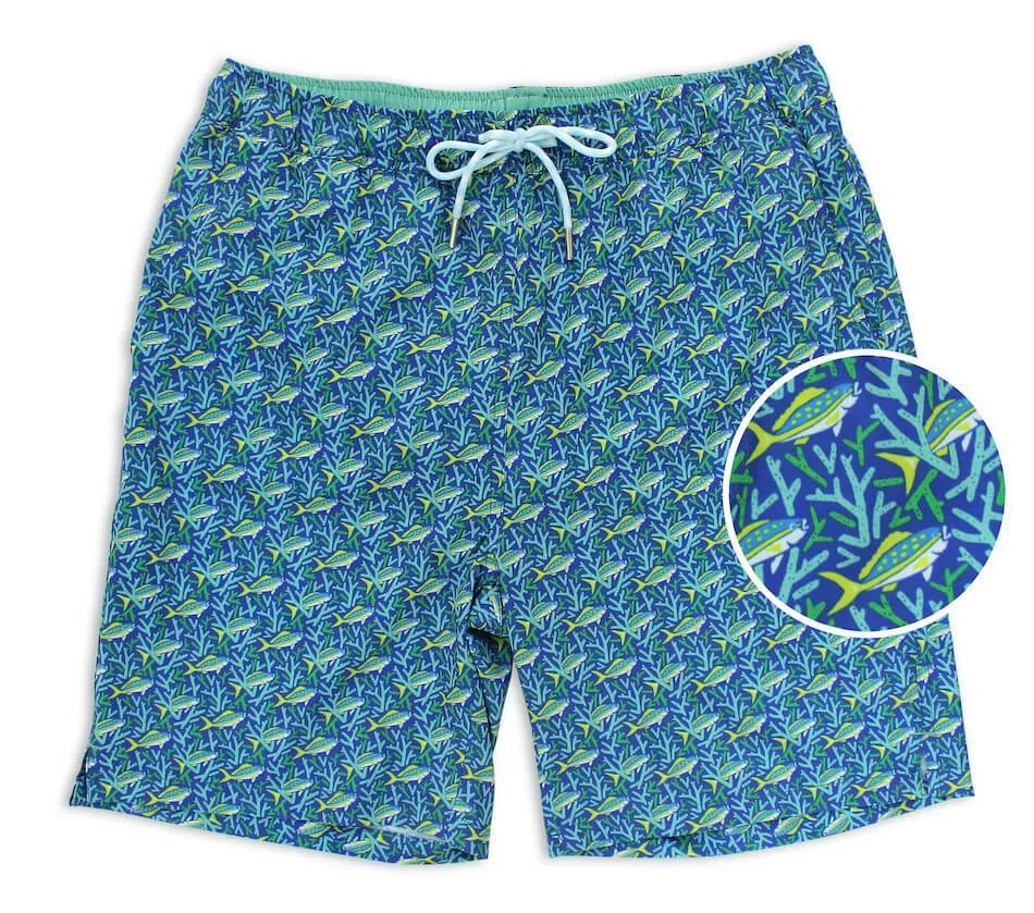 artisanal quality Easy Days Staghorn Swim: Swim Trunks - Blue/Mint