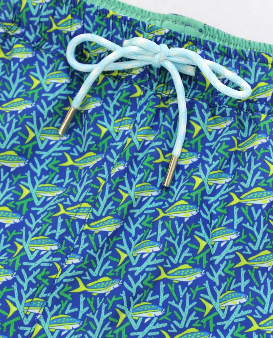 Staghorn Swim: Swim Trunks - Blue/Mint Patchwork style