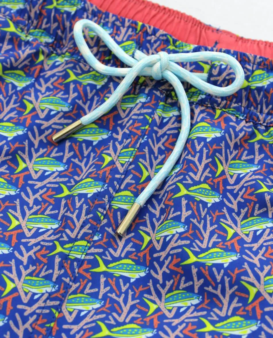 Staghorn Swim: Swim Trunks - Blue/Pink Contemporary Design