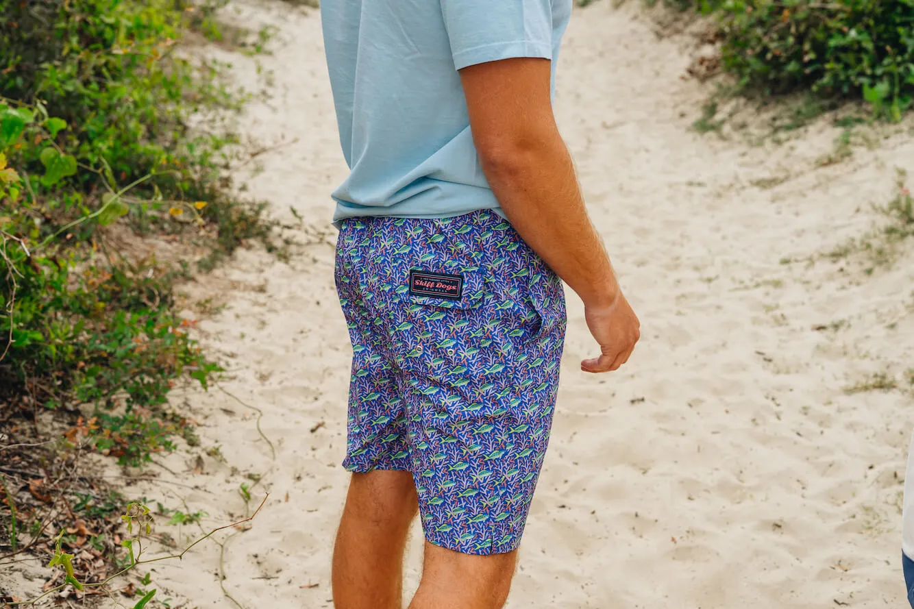 Staghorn Swim: Swim Trunks - Blue/Pink Contemporary Design
