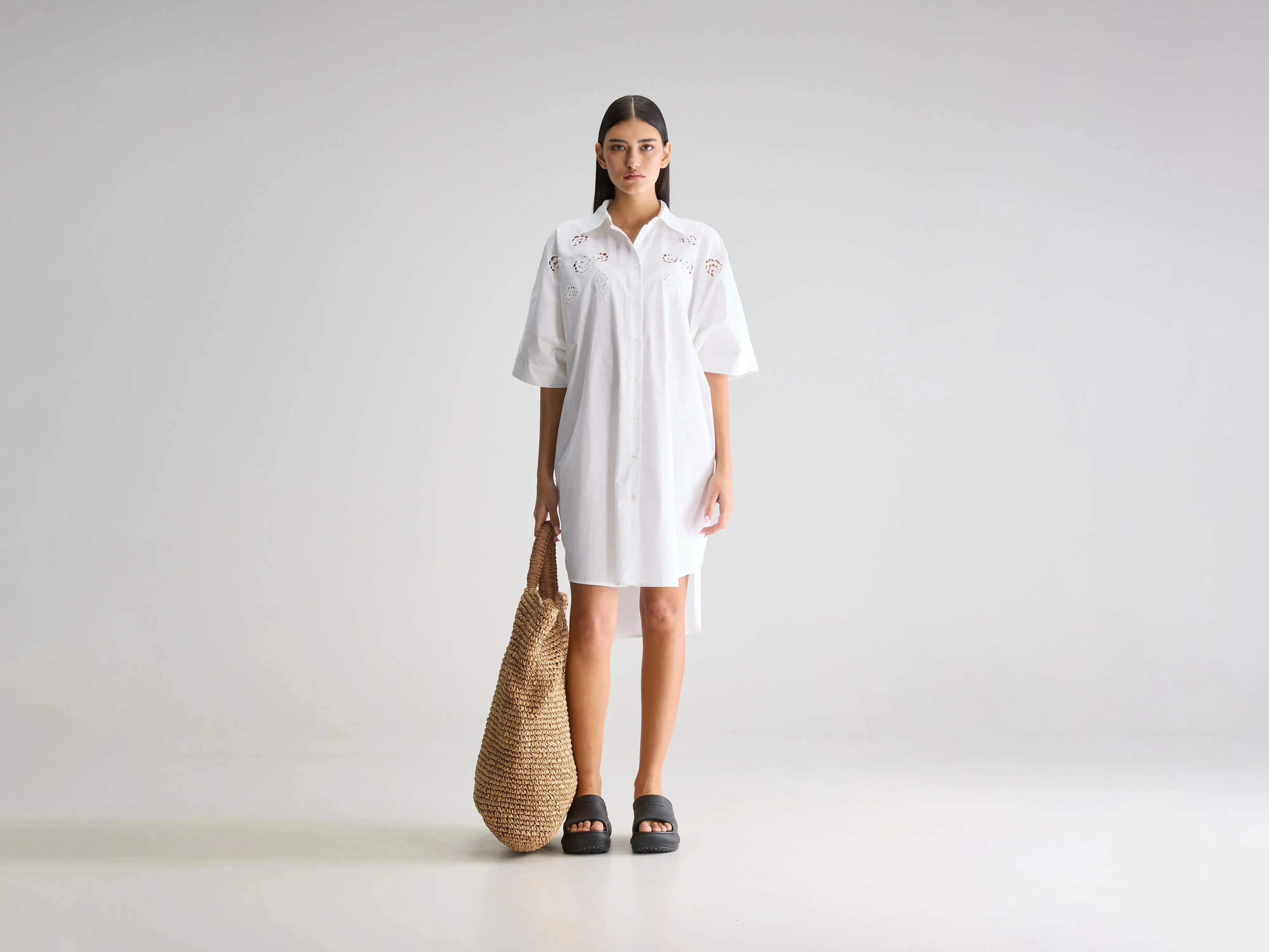 Cheyenne shirt dress (251 / W / WHITE) adjustable-fit Work Essentials