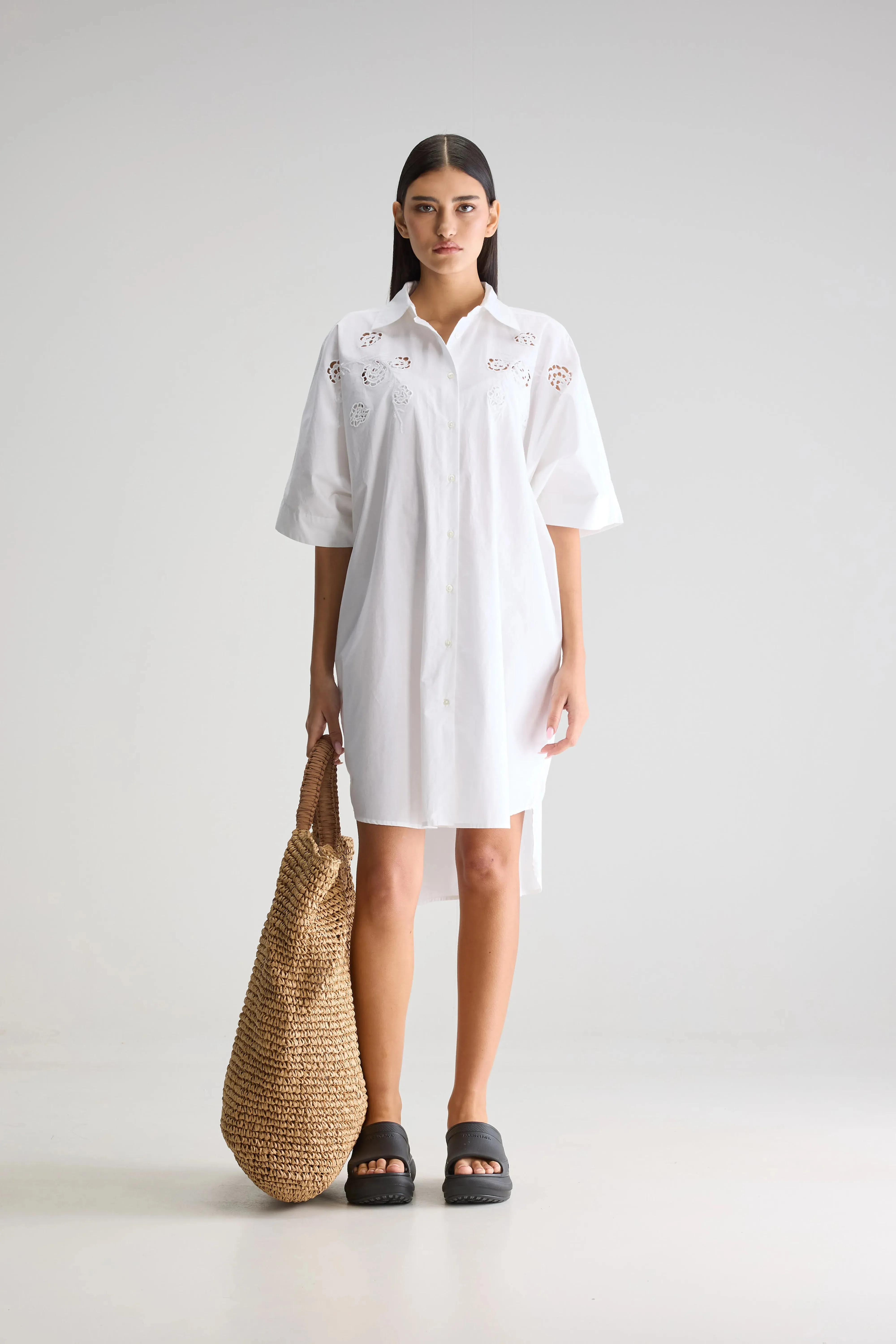 Statement Sleeves Cheyenne shirt dress (251 / W / WHITE)