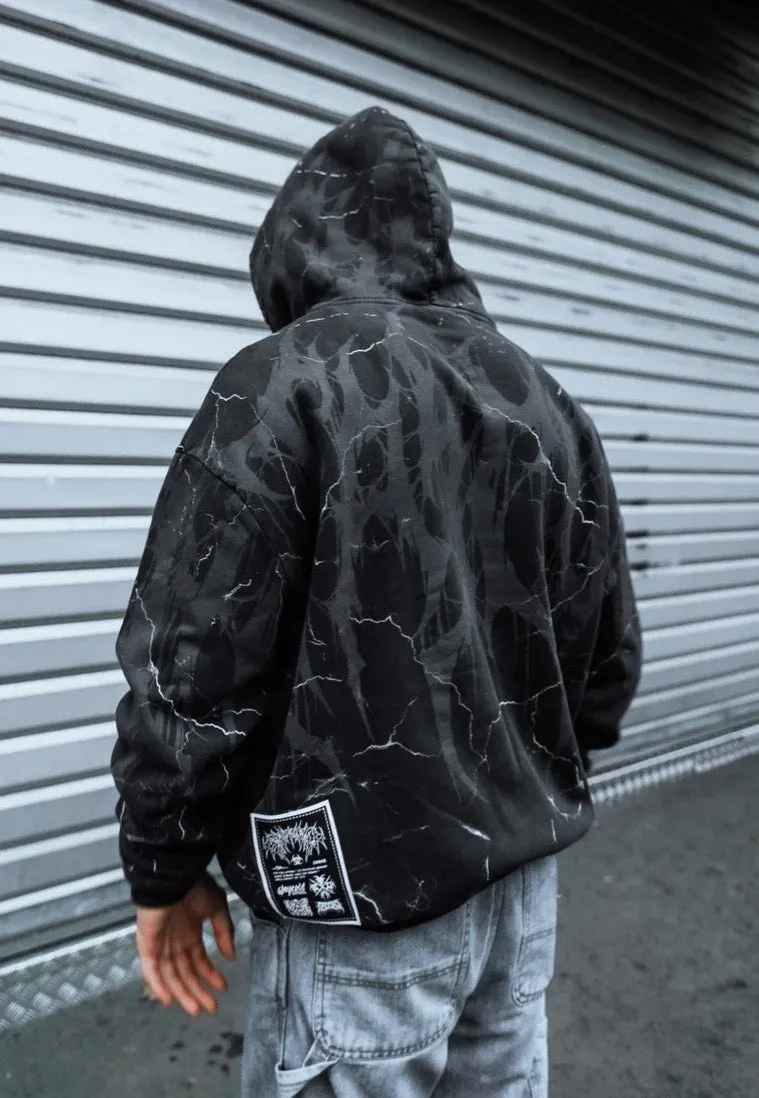Stay Cold Apparel - Bloodshot Heavy Oversized Black Acid - Hoodie Great Fashion