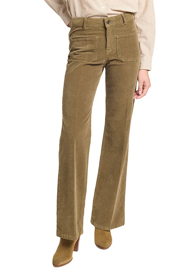 Steady Vibe Dompay Kaki Corduroy Flare