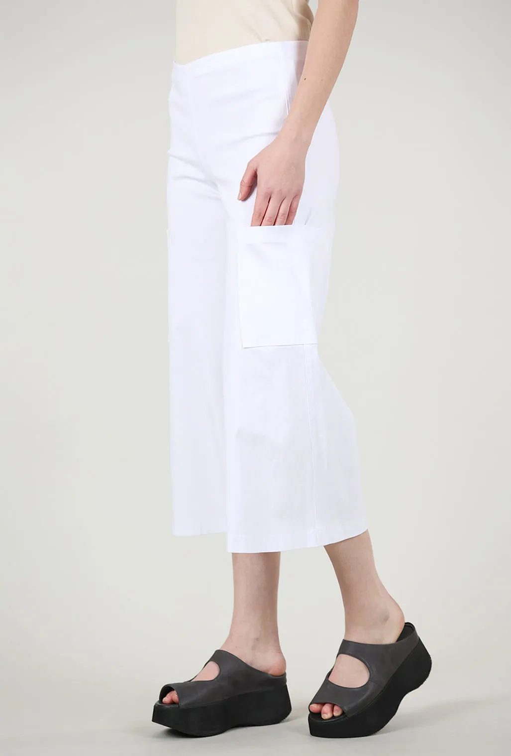 Stephie Pocket Pant, White Sleek Look