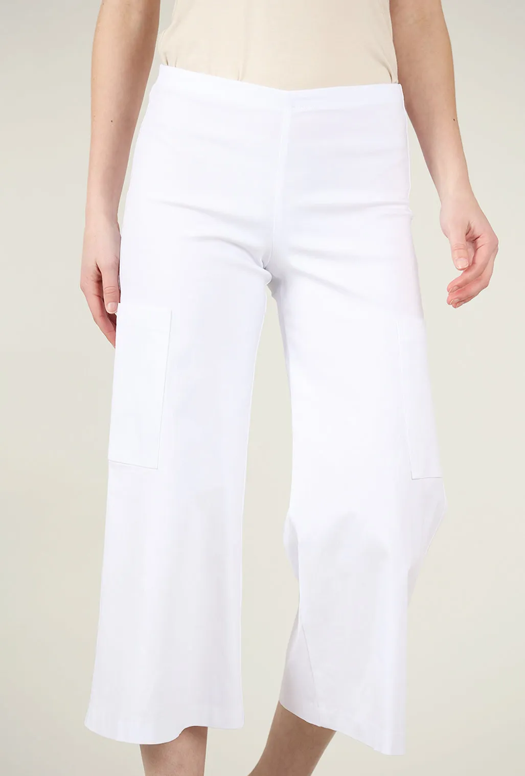 Stephie Pocket Pant, White Sleek Look