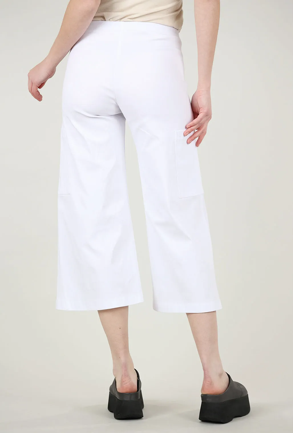 Stephie Pocket Pant, White Sleek Look