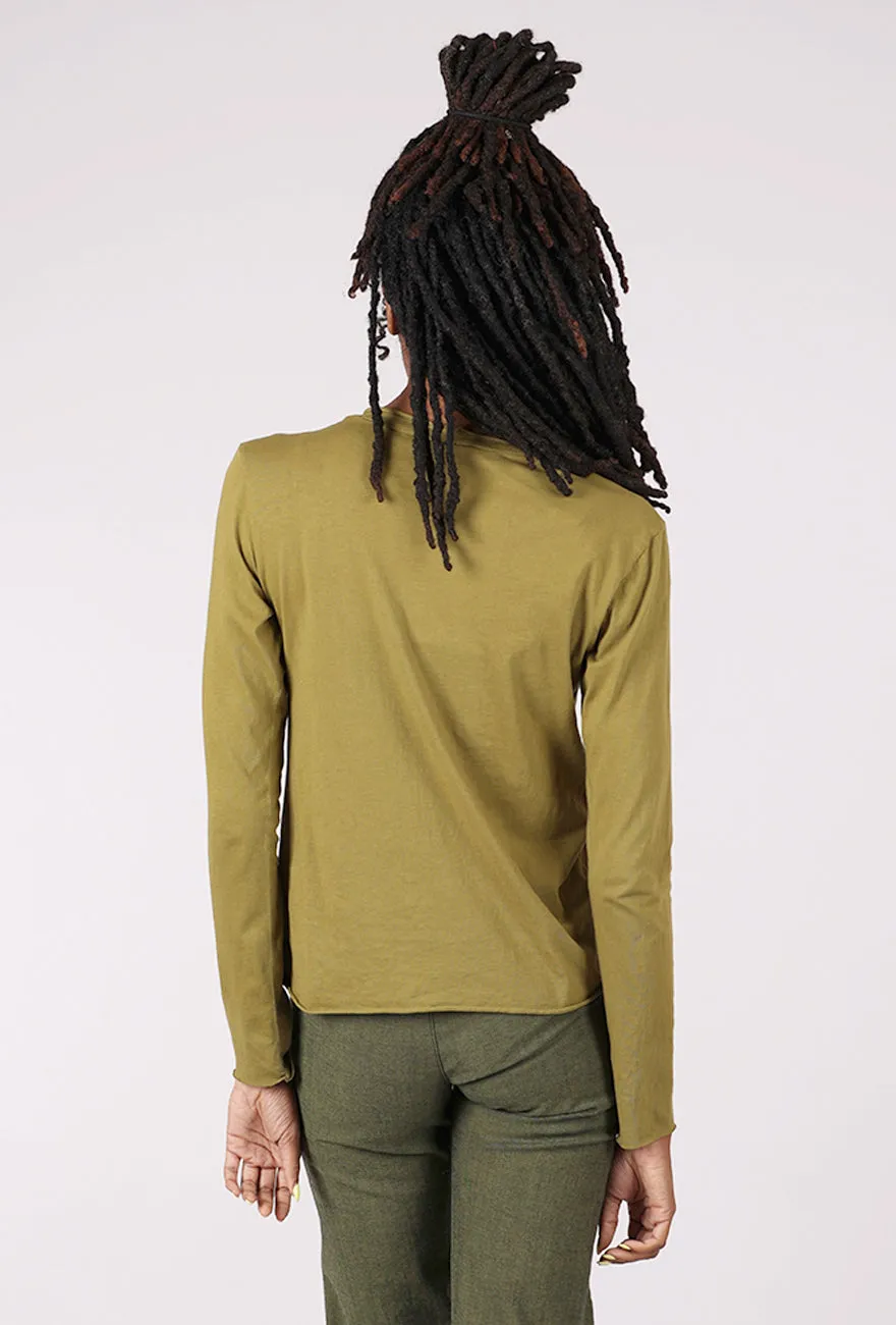 Stone - washed L/S Barre Tee, Herb