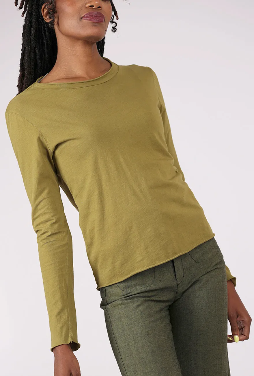 Stone - washed L/S Barre Tee, Herb