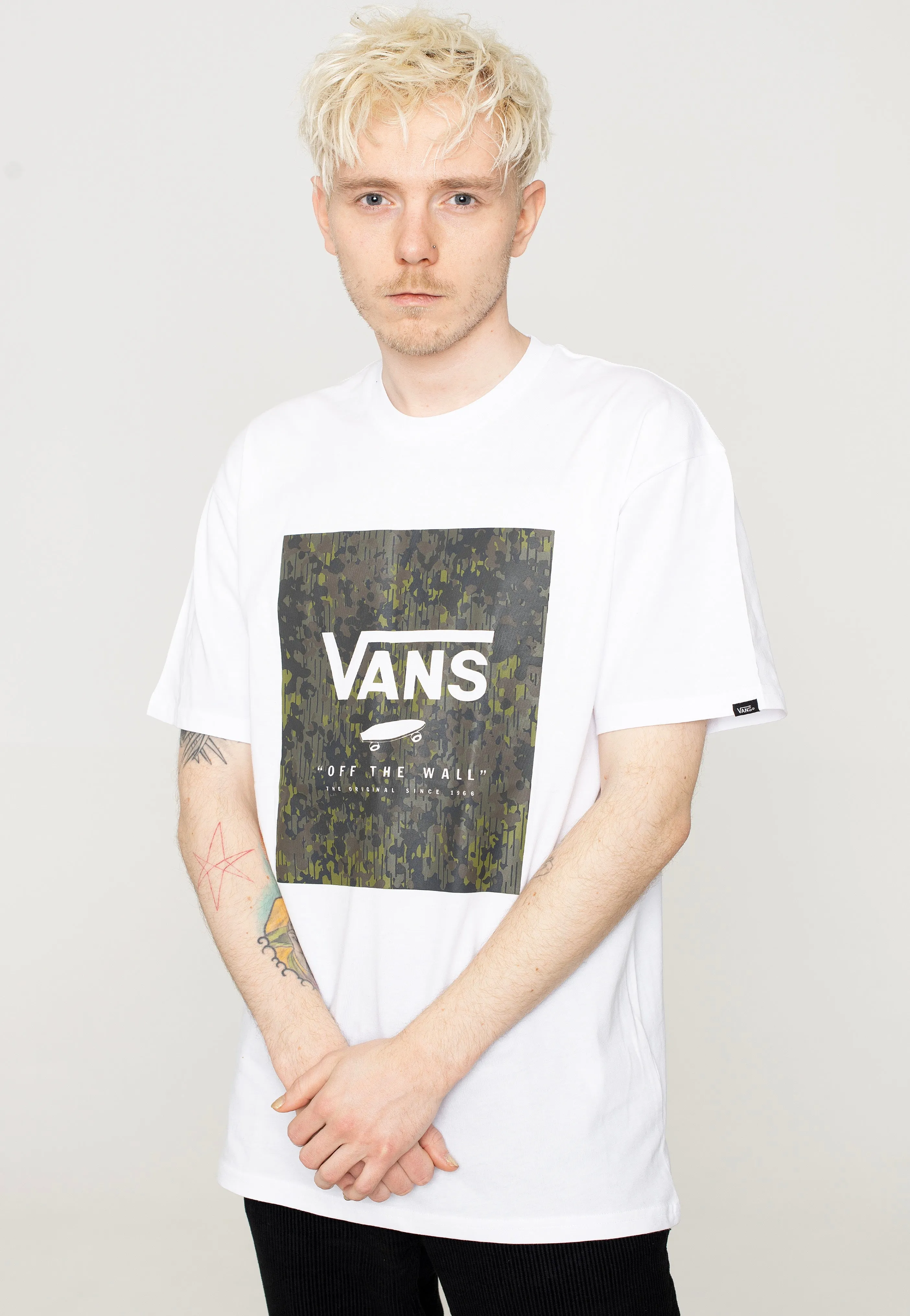 oversized but not shapeless Vans - Classic Print Box White/Loden Green - T-Shirt