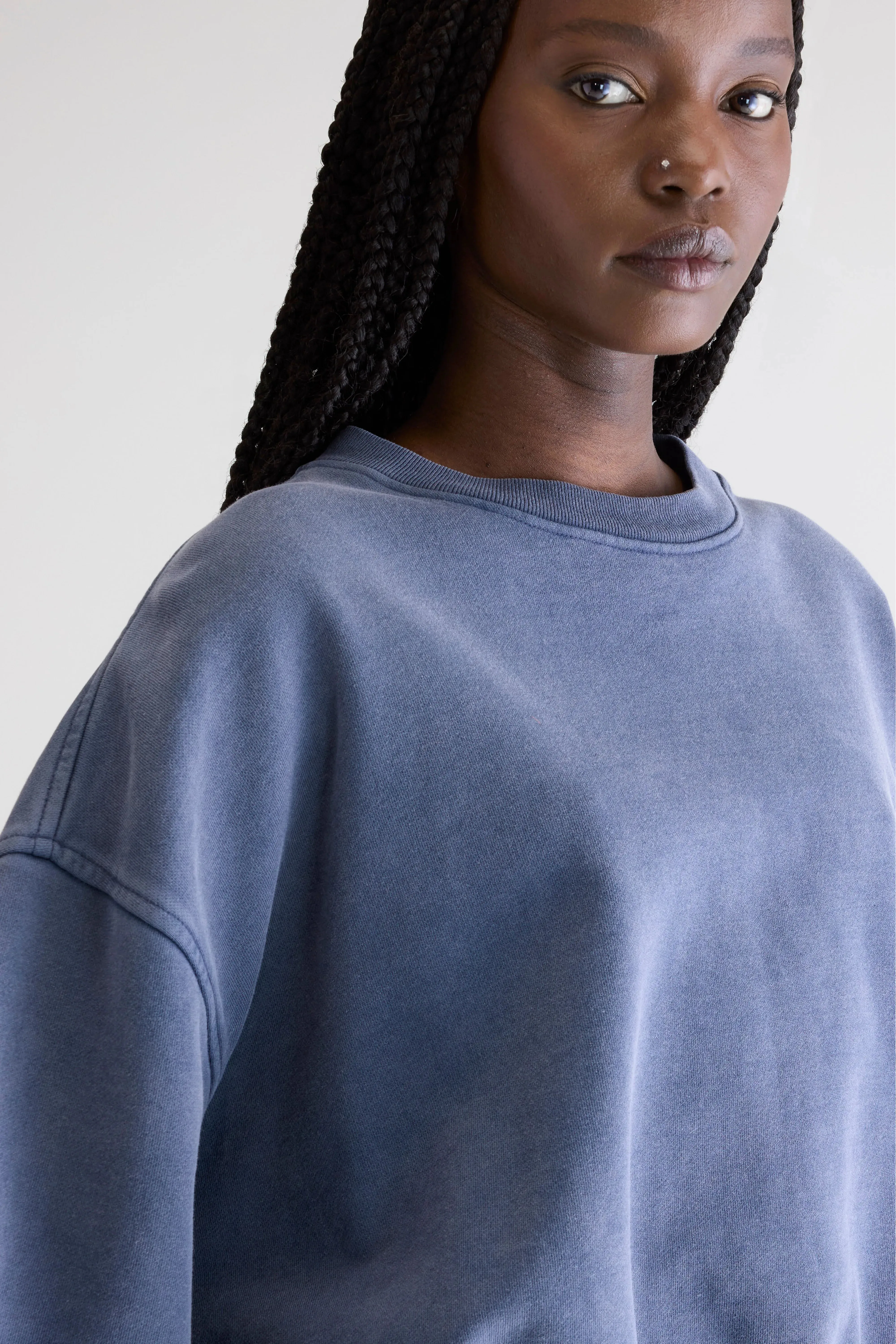 Street Style Comfort Fancy cropped crewneck sweatshirt (252 / W / BLUES)