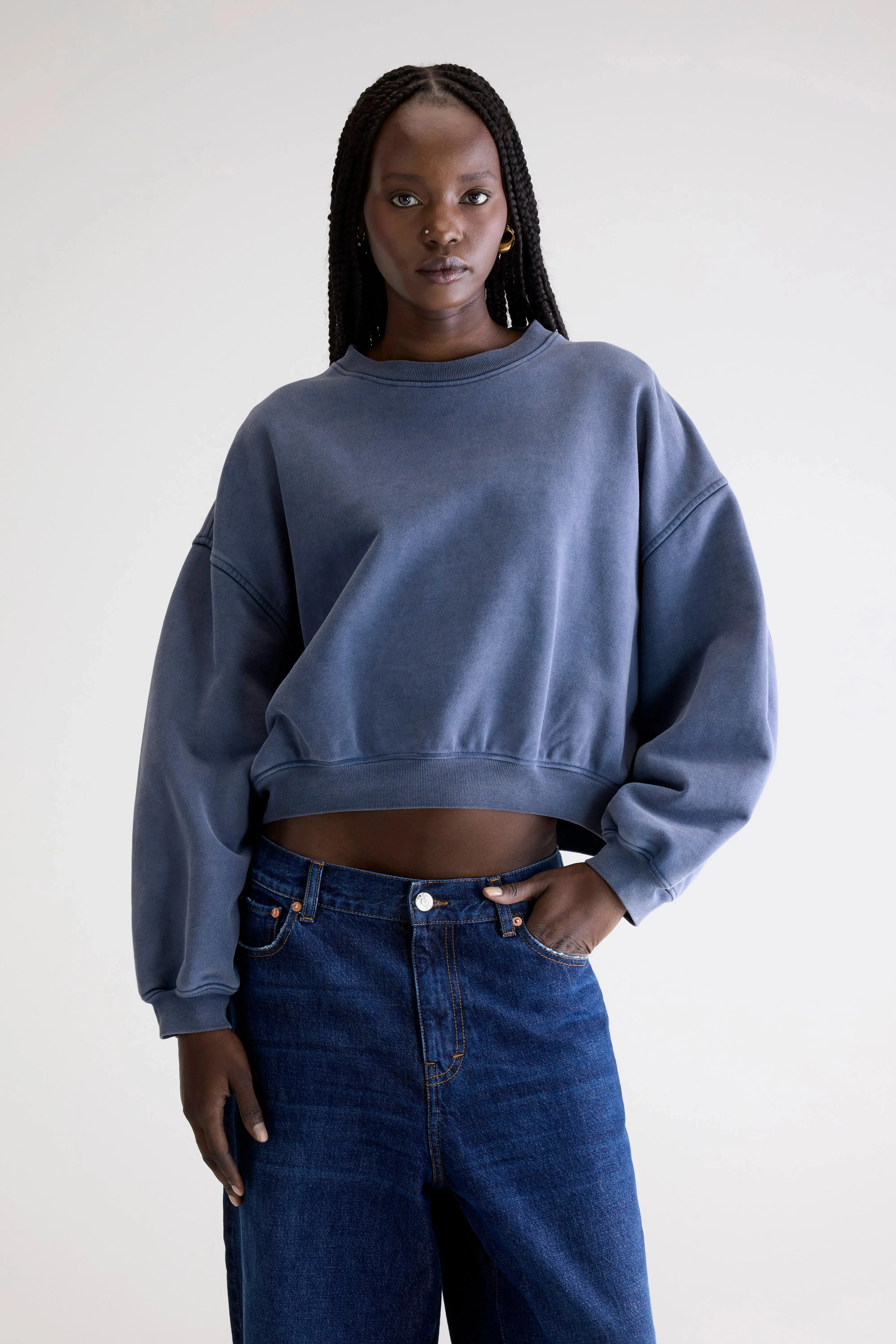 Street Style Comfort Fancy cropped crewneck sweatshirt (252 / W / BLUES)