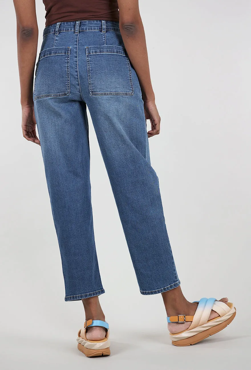 Stretch Denim Barrel Jean, Medium Blue Daily Comfort