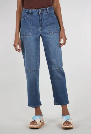 Stretch Denim Barrel Jean, Medium Blue Street Inspired