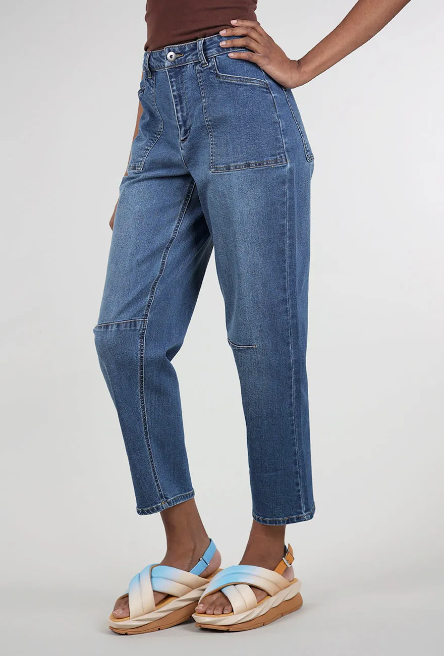 Stretch Denim Barrel Jean, Medium Blue Daily Comfort