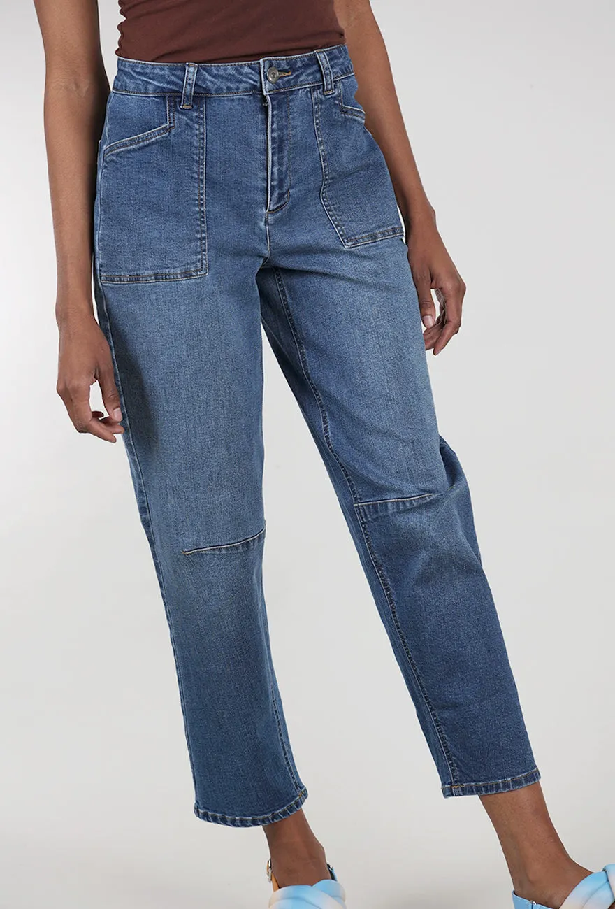 Stretch Denim Barrel Jean, Medium Blue Daily Comfort