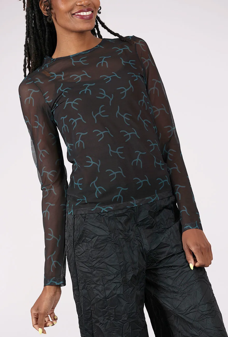 Stretchable Material Mika Mesh Tee, Poseidon