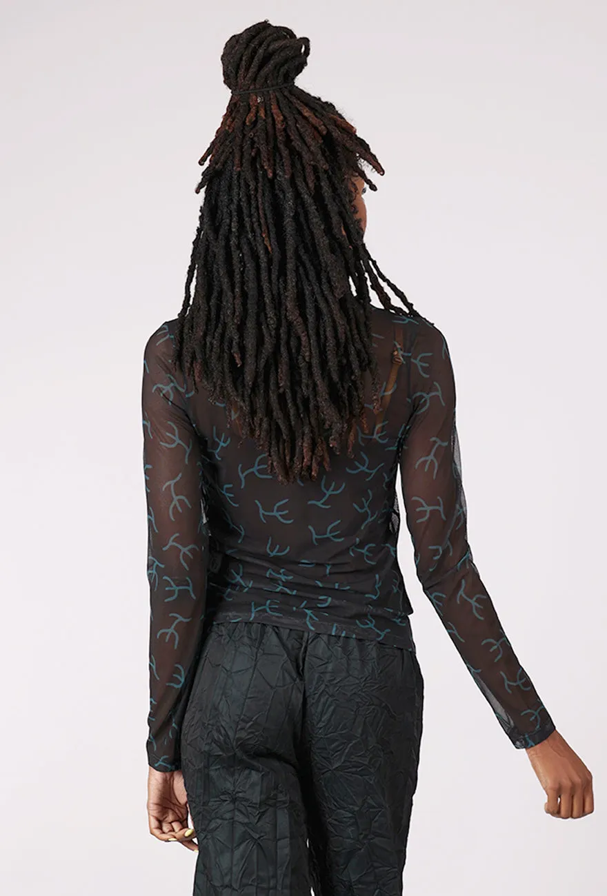 Stretchable Material Mika Mesh Tee, Poseidon