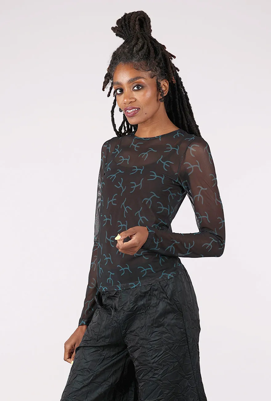 Stretchable Material Mika Mesh Tee, Poseidon