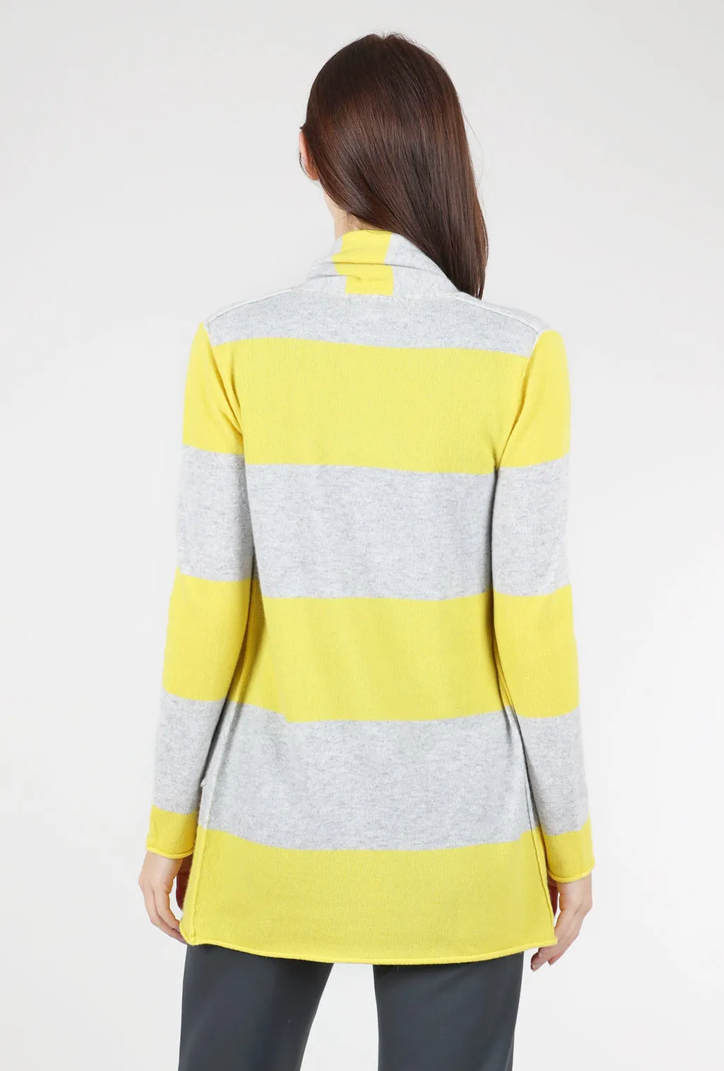 Striped Cashmere Open Cardie, Sunshine/Gray Versatile Fashion