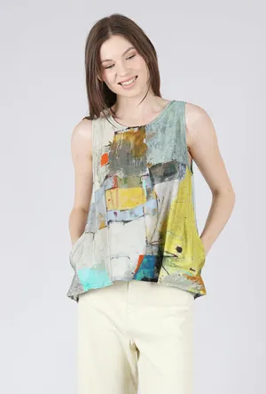 Essential Print Tank, Gold/Sage Pocket Design