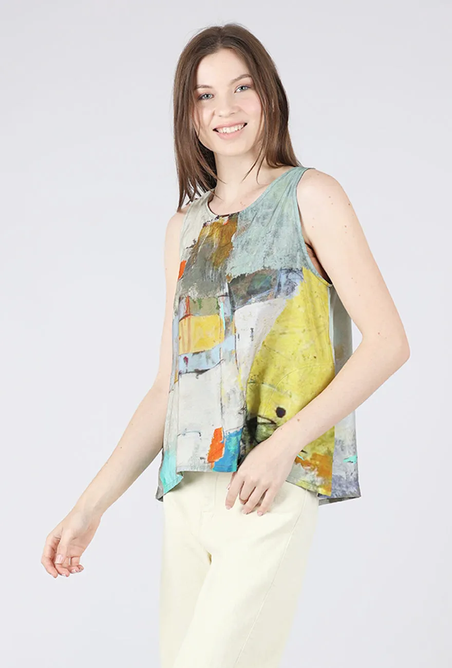 Style Flex Essential Print Tank, Gold/Sage