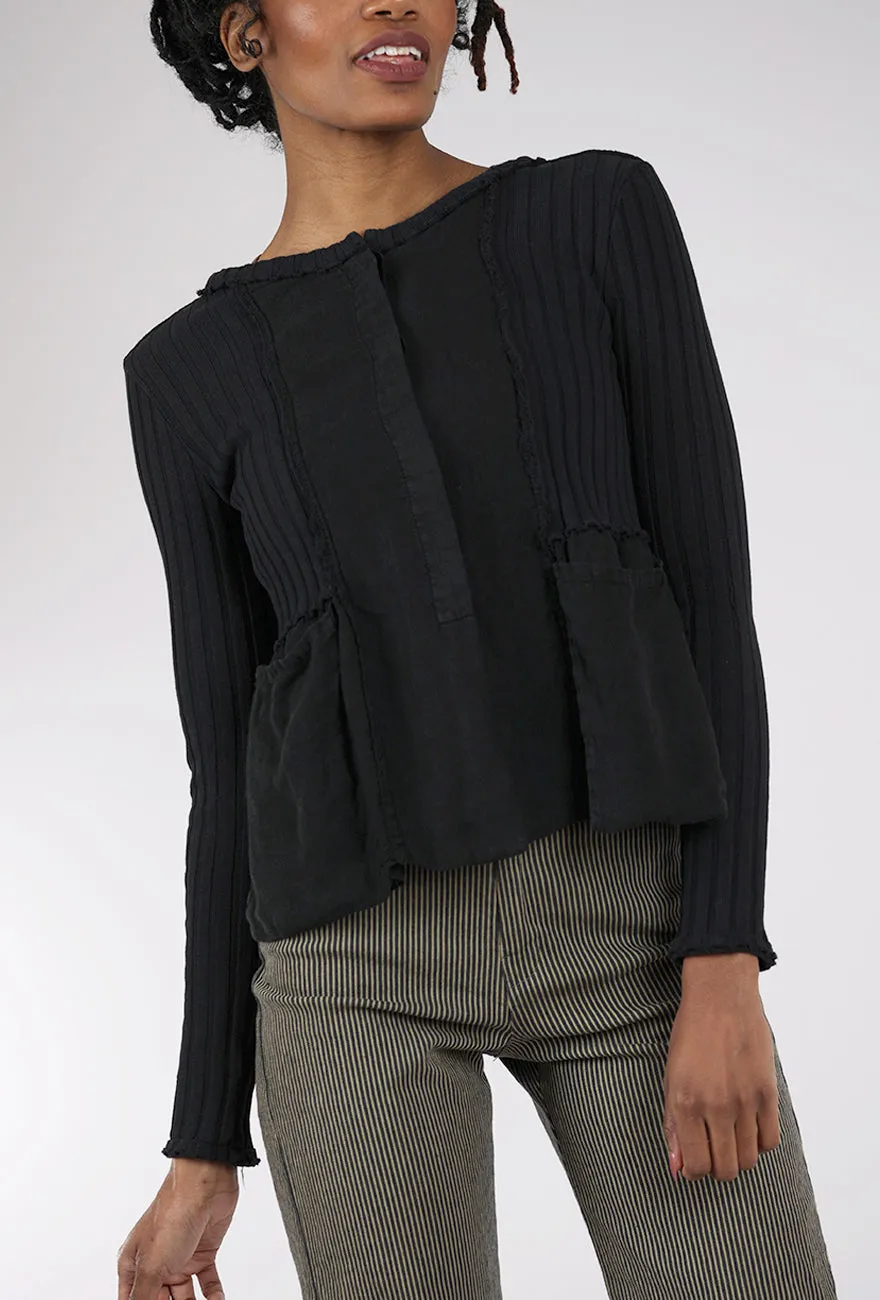 Style Meets Function Mixed Media Shrunken Jacket, Black