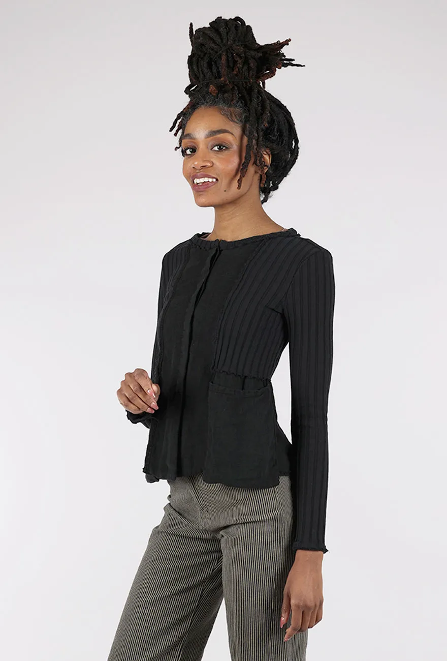 Style Meets Function Mixed Media Shrunken Jacket, Black