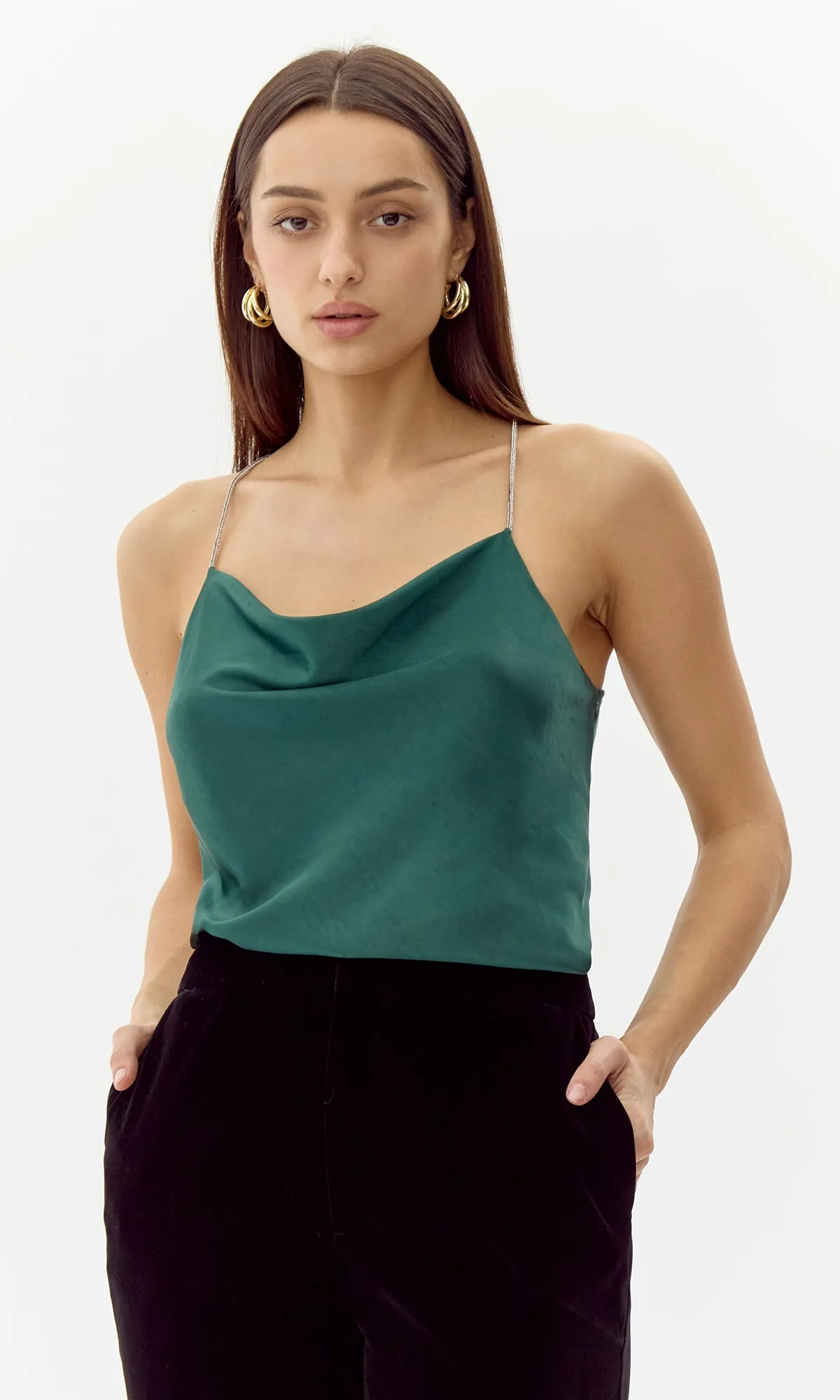 Stylish Appeal Kansas Jeweled Cowl Cami Top