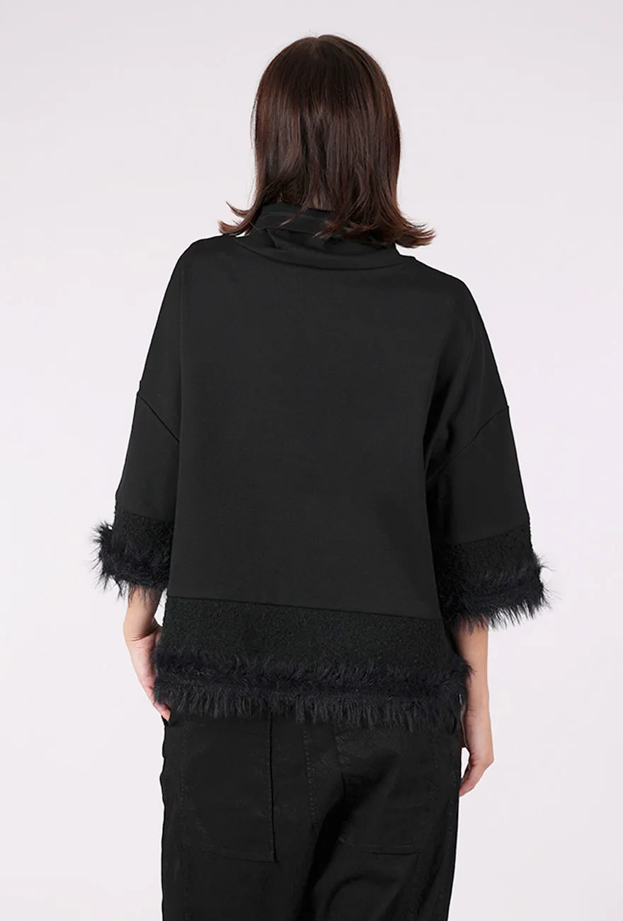 Stylish Comfort Kova Fringed Top, Black