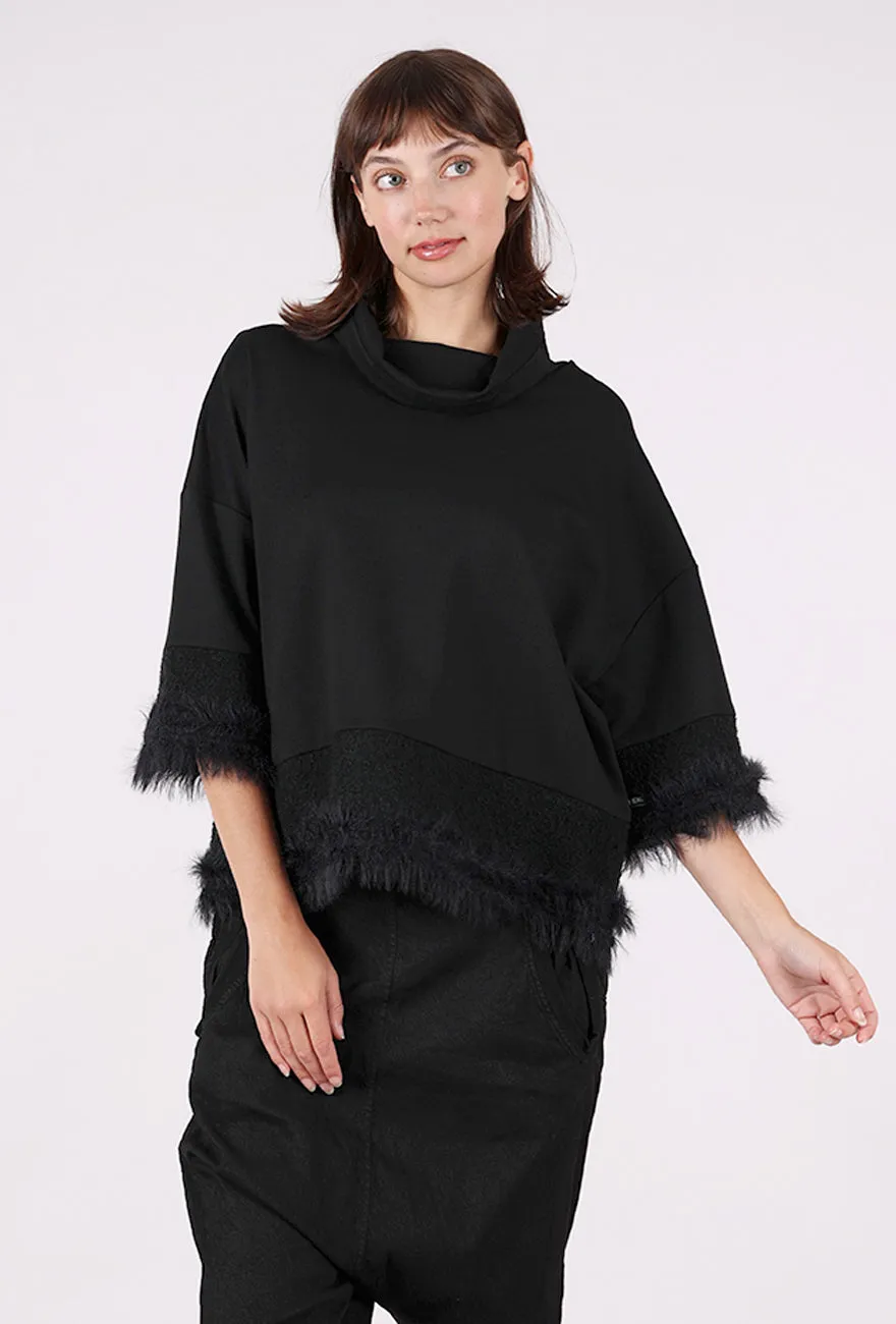 Stylish Comfort Kova Fringed Top, Black