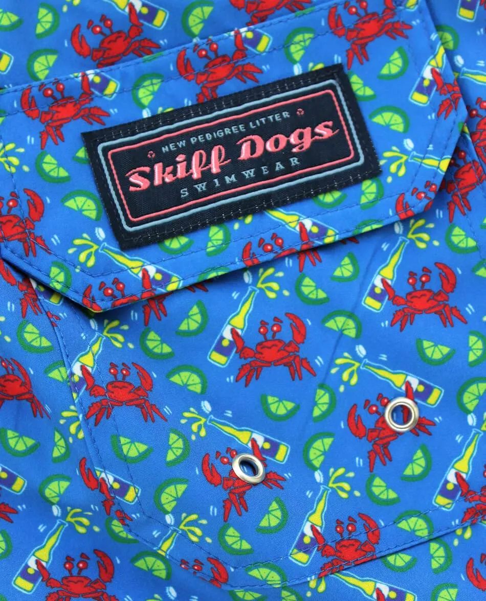 Stylish Design Drunken Crab: Swim Trunks - Blue